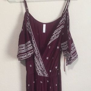 Plum maxi dress with white flower detailing. NWT.